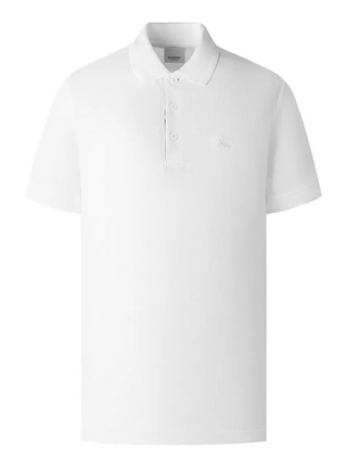 Burberry Equestrian Knight Embroidered Logo Polo in White