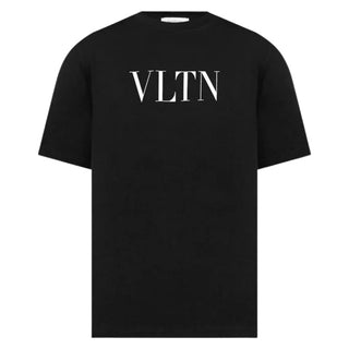 Valentino White Bold VLTN Print Logo T-Shirt in Black