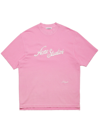 Acne Studios Embroidered Logo T-Shirt in Pink