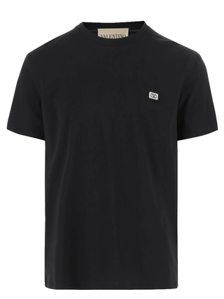 Valentino Chez Valentino-Printed Crewneck T-Shirt in Black
