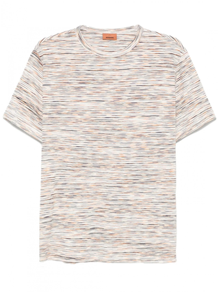 Missoni Slub Stripe Print T-Shirt in Orange White