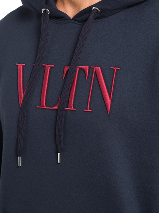 Valentino Embroidered VLTN Hoodie in Marine Blue