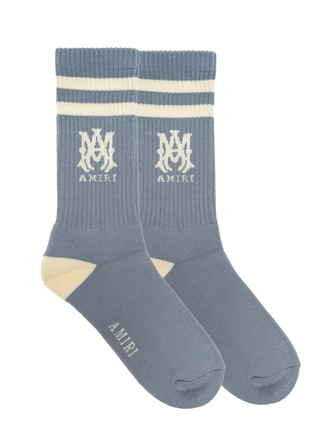 Amiri MA Stripe Socks in Dusty Blue