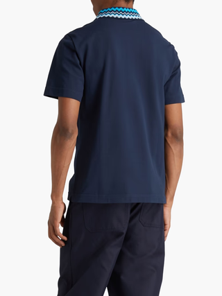 Missoni Zig Zag Collar Polo Shirt in Navy